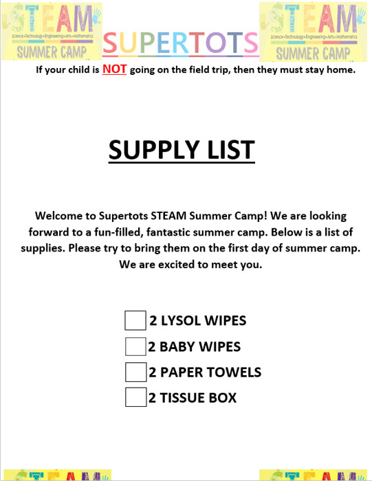 supply list